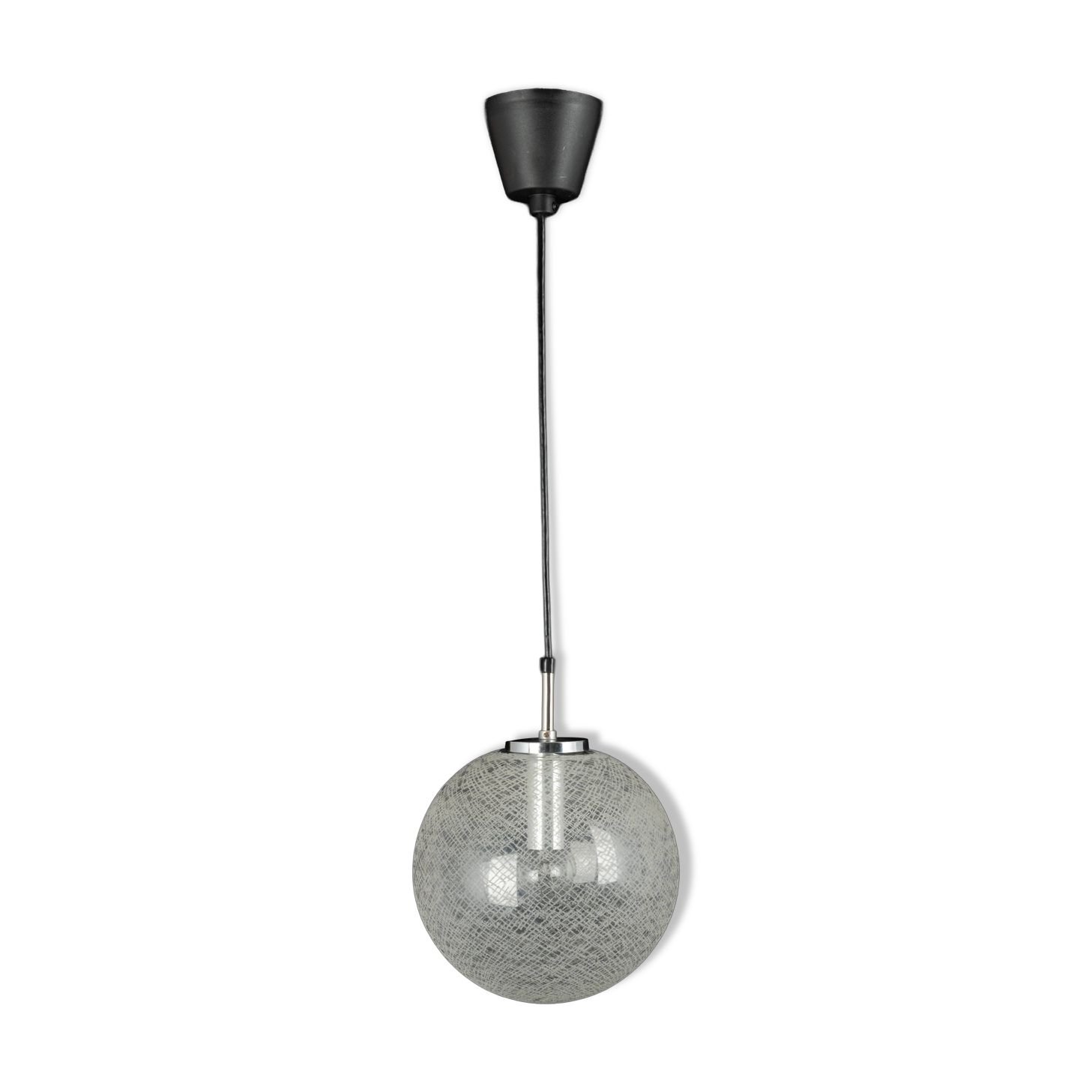Small chrome Limburg pendant light with glass ball, Germany, 1970s.