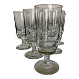 Set of 9 modernist half crystal water wine roller glasses 1960