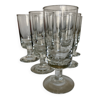 Set of 9 modernist half crystal water wine roller glasses 1960