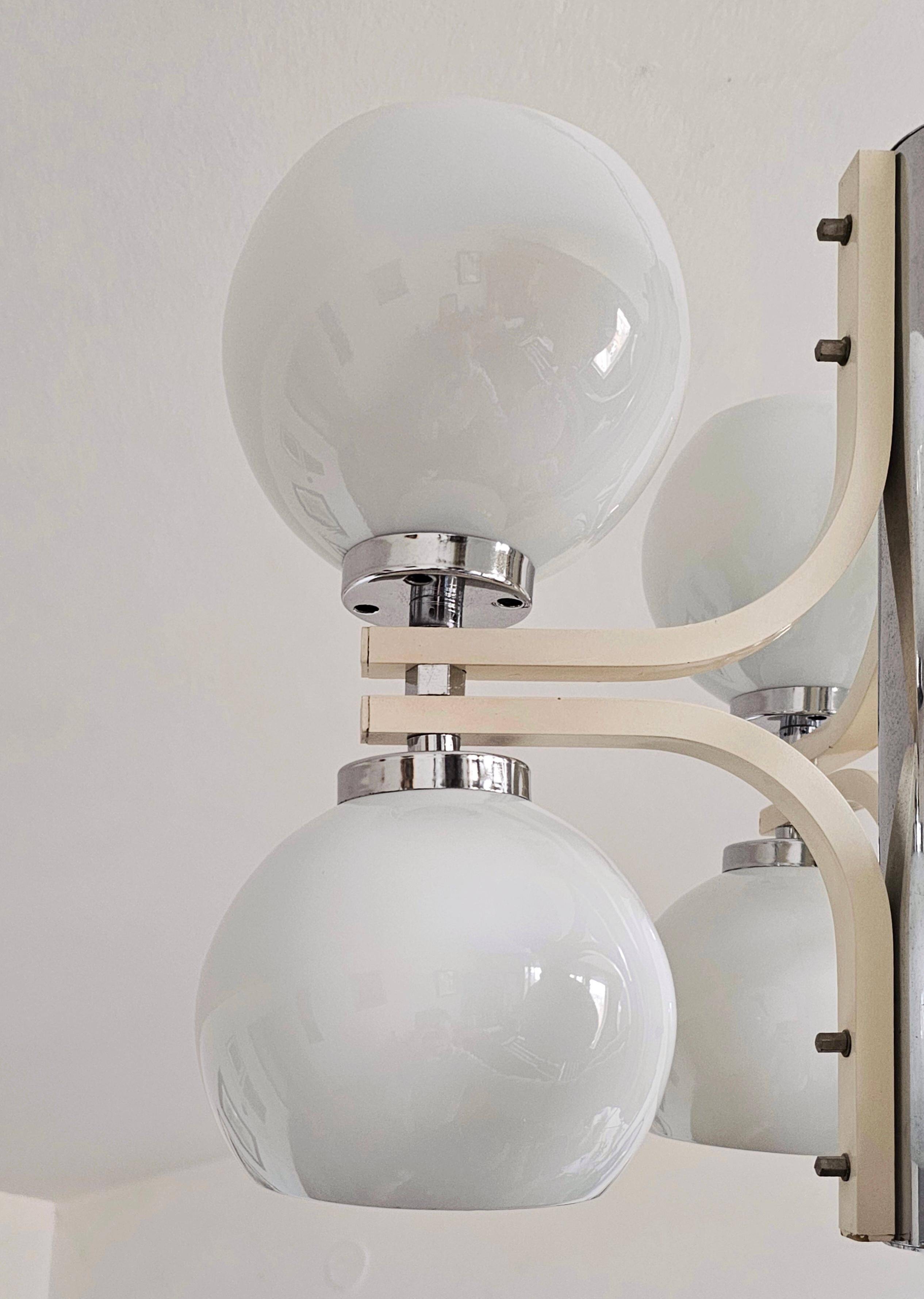 Lustre Space Age 8 lamps with glass shades, Yugoslavia 1970s