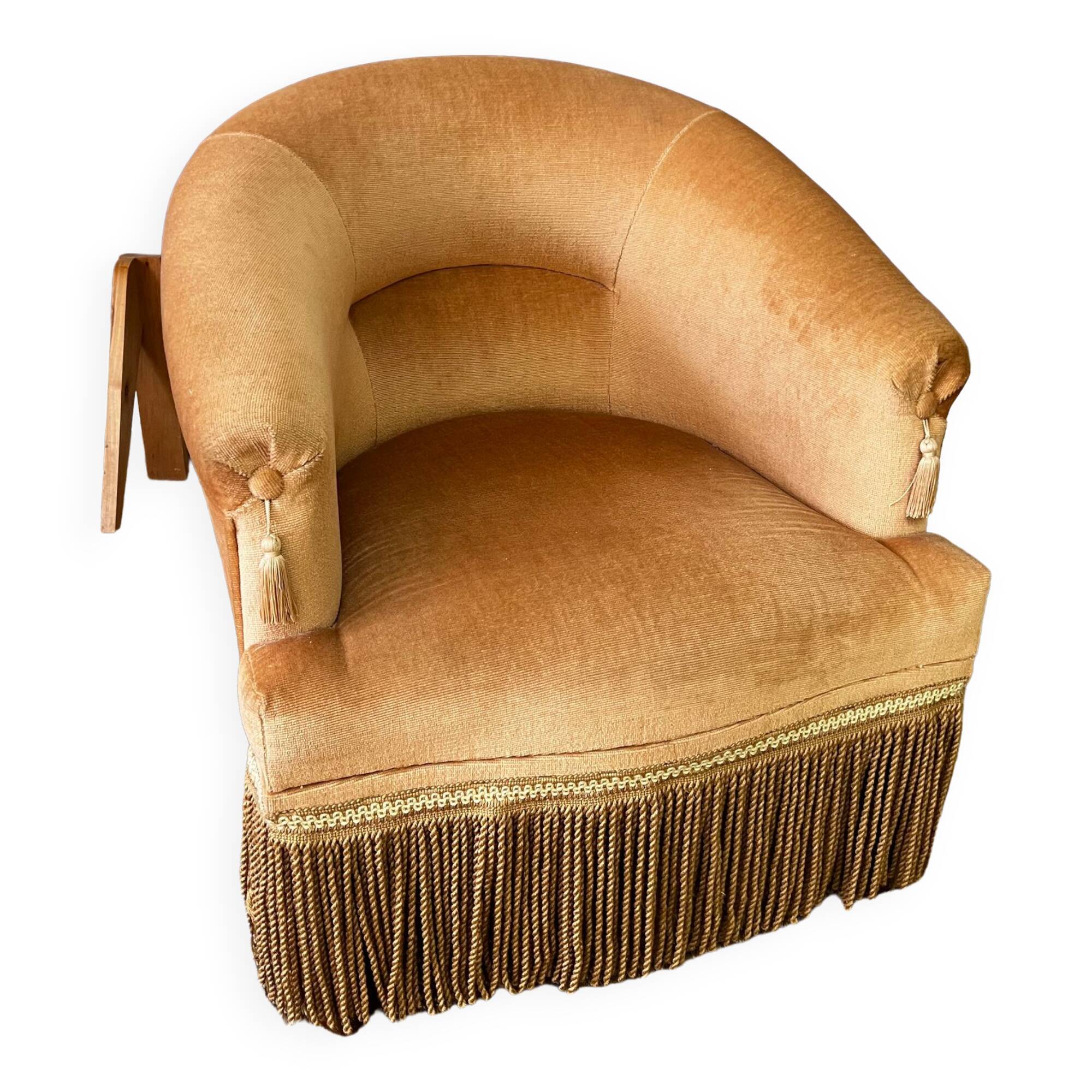 Yellow velvet toad armchair