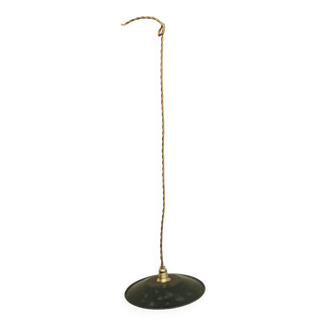 Suspension indus ancienne noire et blanche tôle émaillée vintage