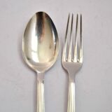 Vintage gulden cutlery in silver metal - fork + modernist spoon 1940/1950