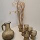 Glass set and decanter made of smoked glass from Italy