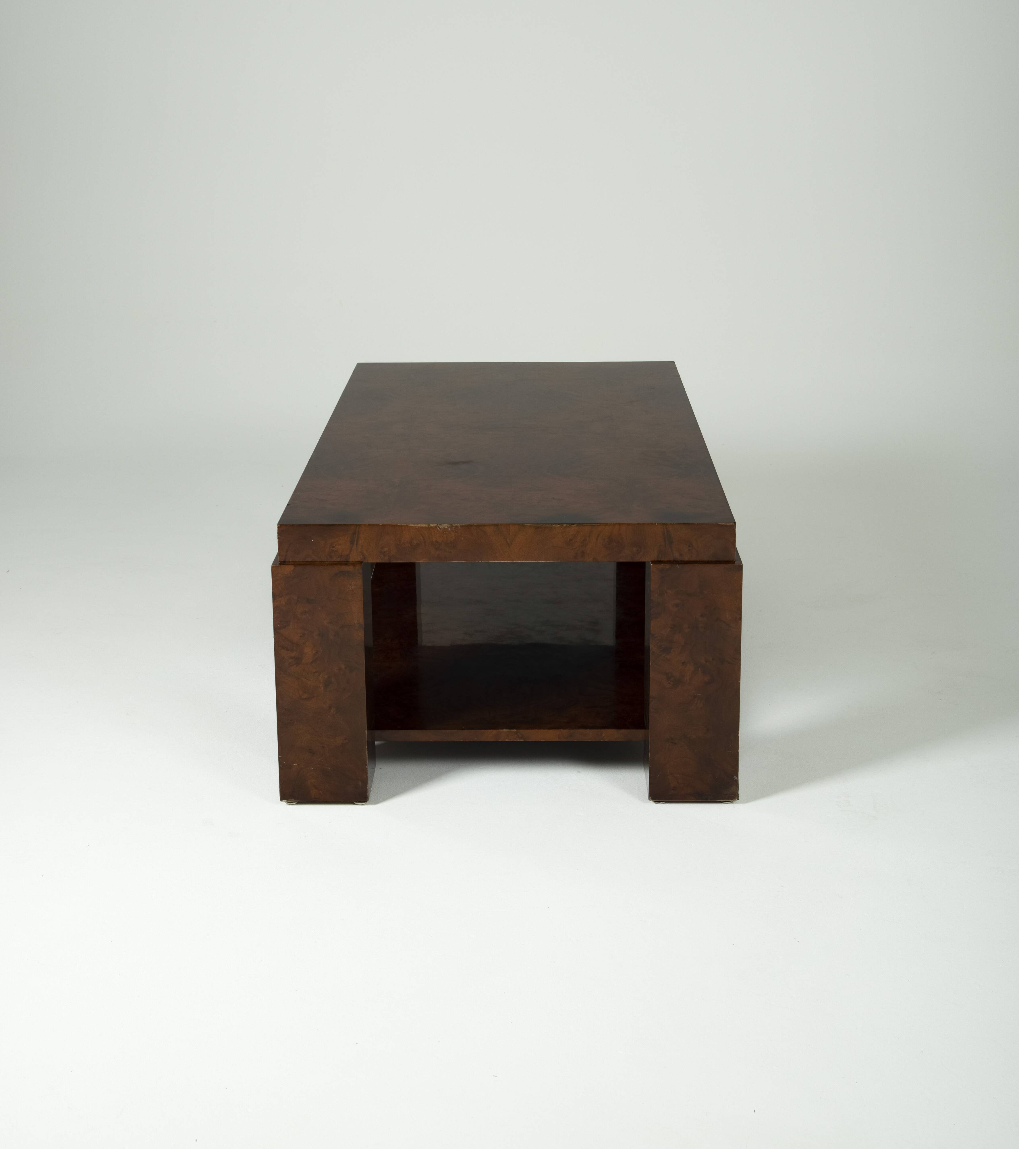 Lacquered elm magnifying glass coffee table, 1970s