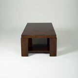 Lacquered elm magnifying glass coffee table, 1970s