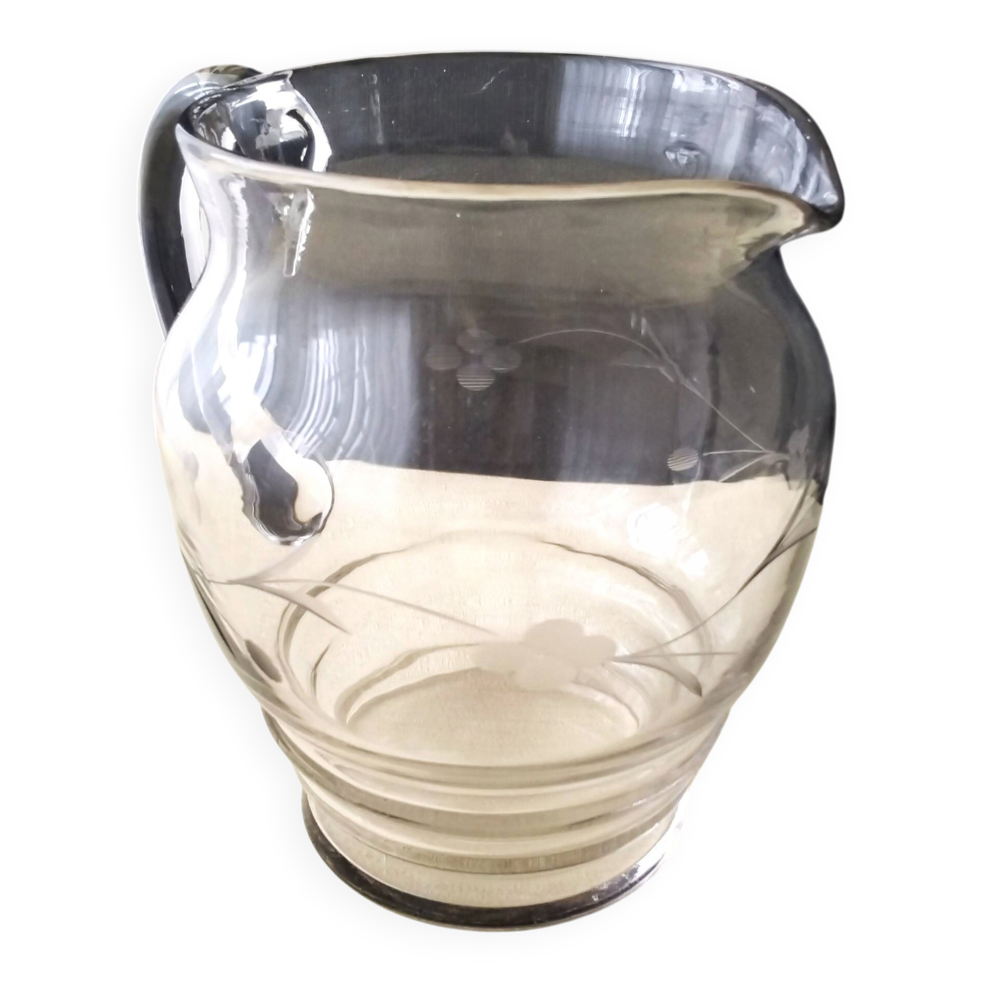 Jug, pitcher, glass water carafe with a frosted design 1.2 L