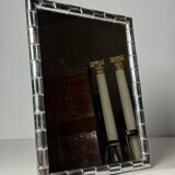 Large faux bamboo mirror chrome