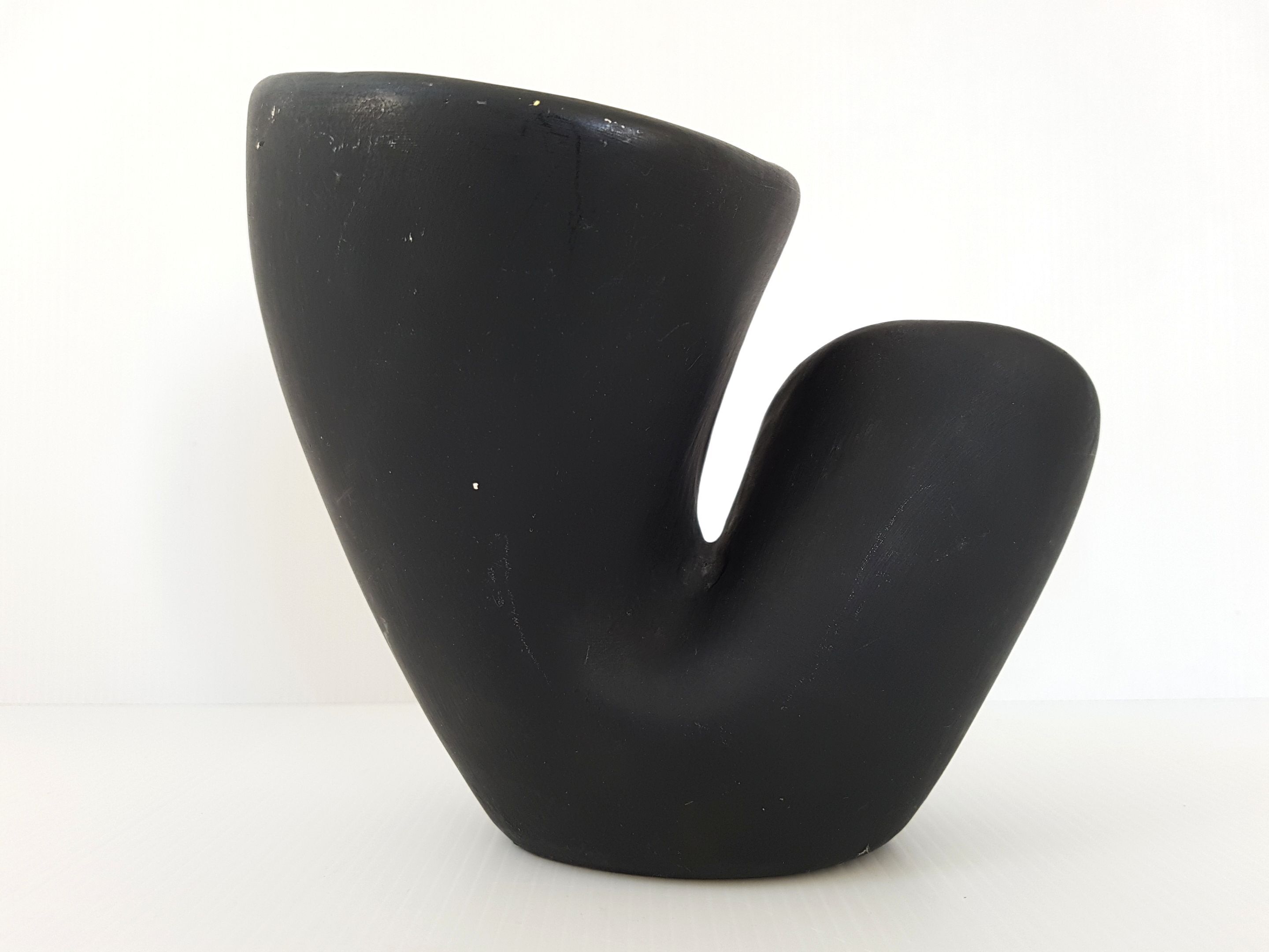 Black & orange vintage vase, 1950