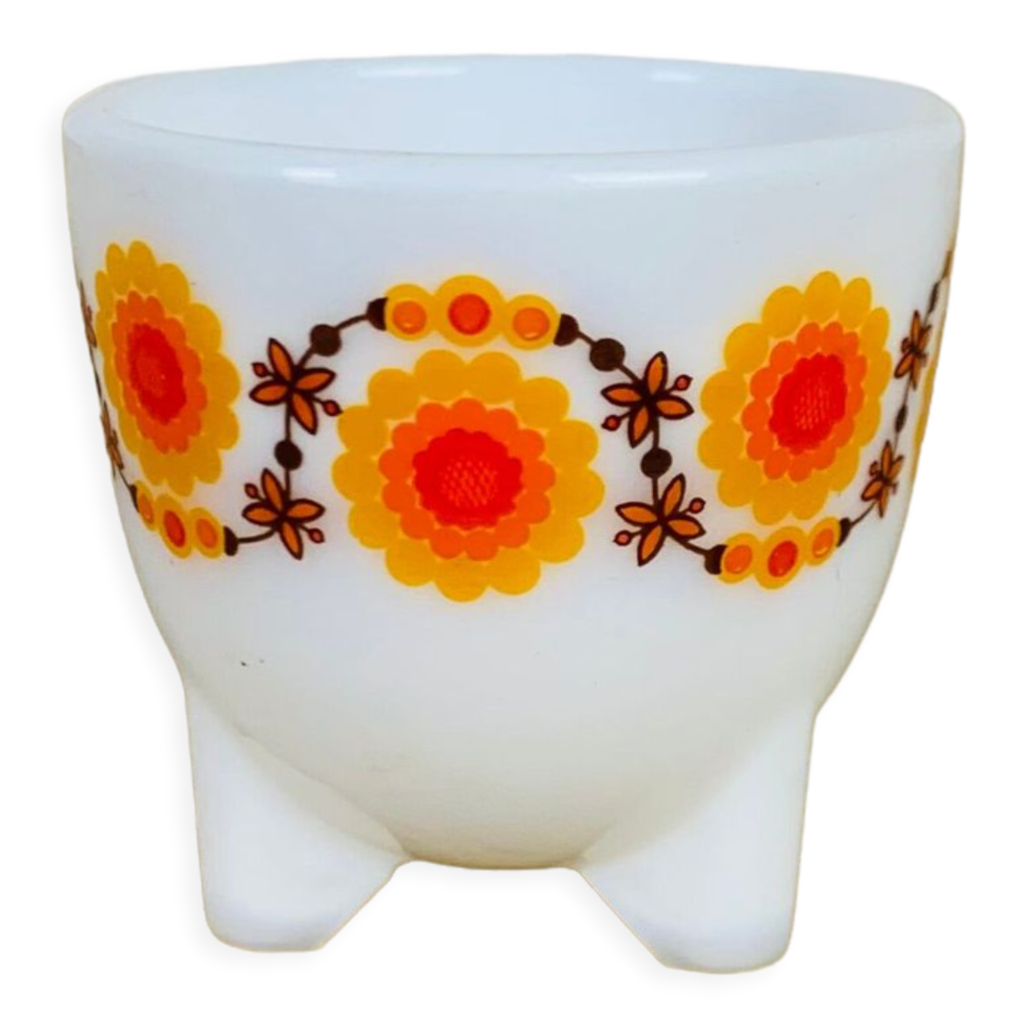 Poppy orange flowers 70's Arcopal opaline