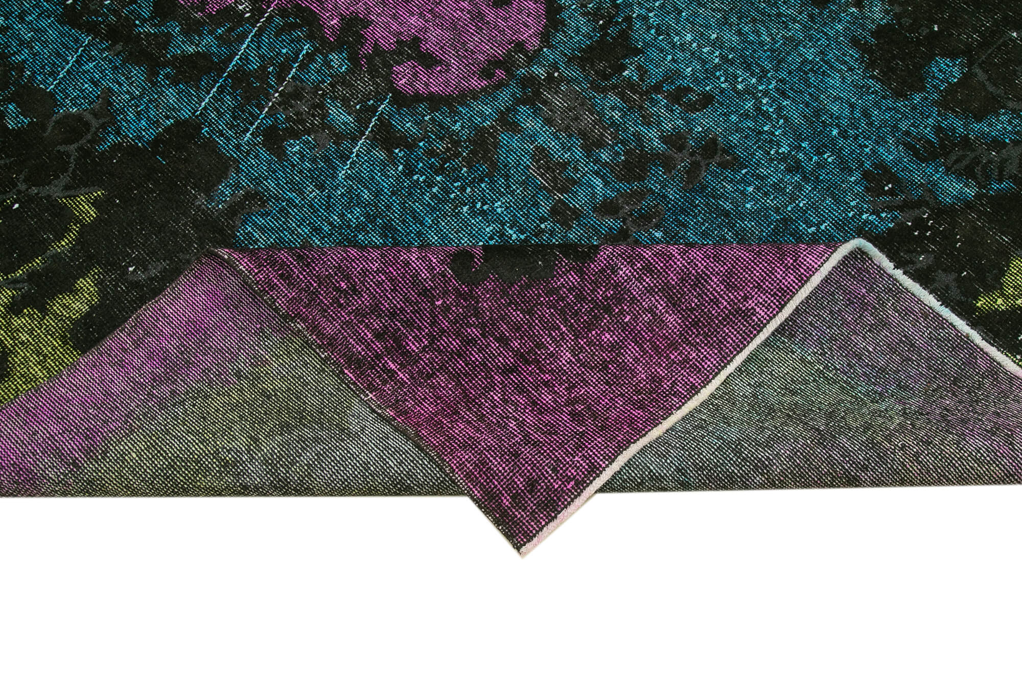 Handmade distressed oriental 1980s 188 cm x 295 cm purple rug