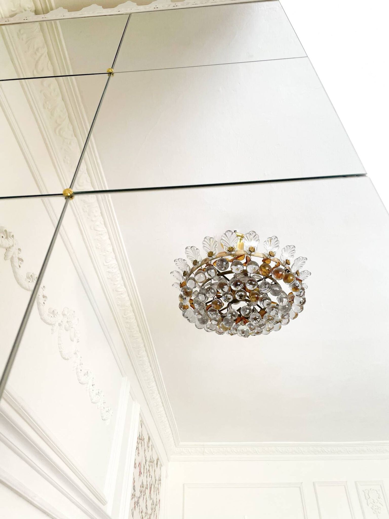 Vintage Murano glass chandelier, solid brass, Spain 1960s.