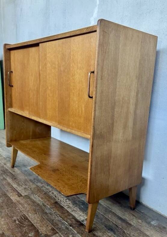 Vintage Roger Landault sideboard in light wood with 2 sliding doors