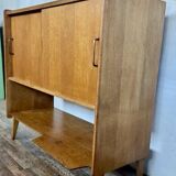 Vintage Roger Landault sideboard in light wood with 2 sliding doors