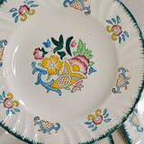 Set of 6 large flat plates Longwy Vieux Rouen vintage