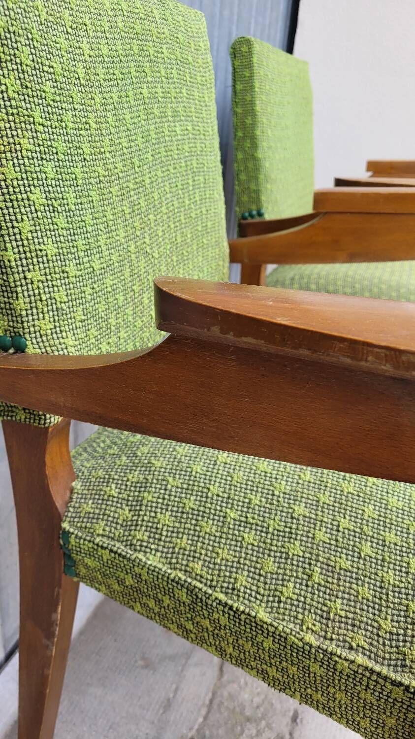 Pair of vintage bridge armchairs 1950s designer compass feet