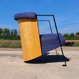 Set 2 - post modern cube lounge chair plywood - metal 1980s 1990s