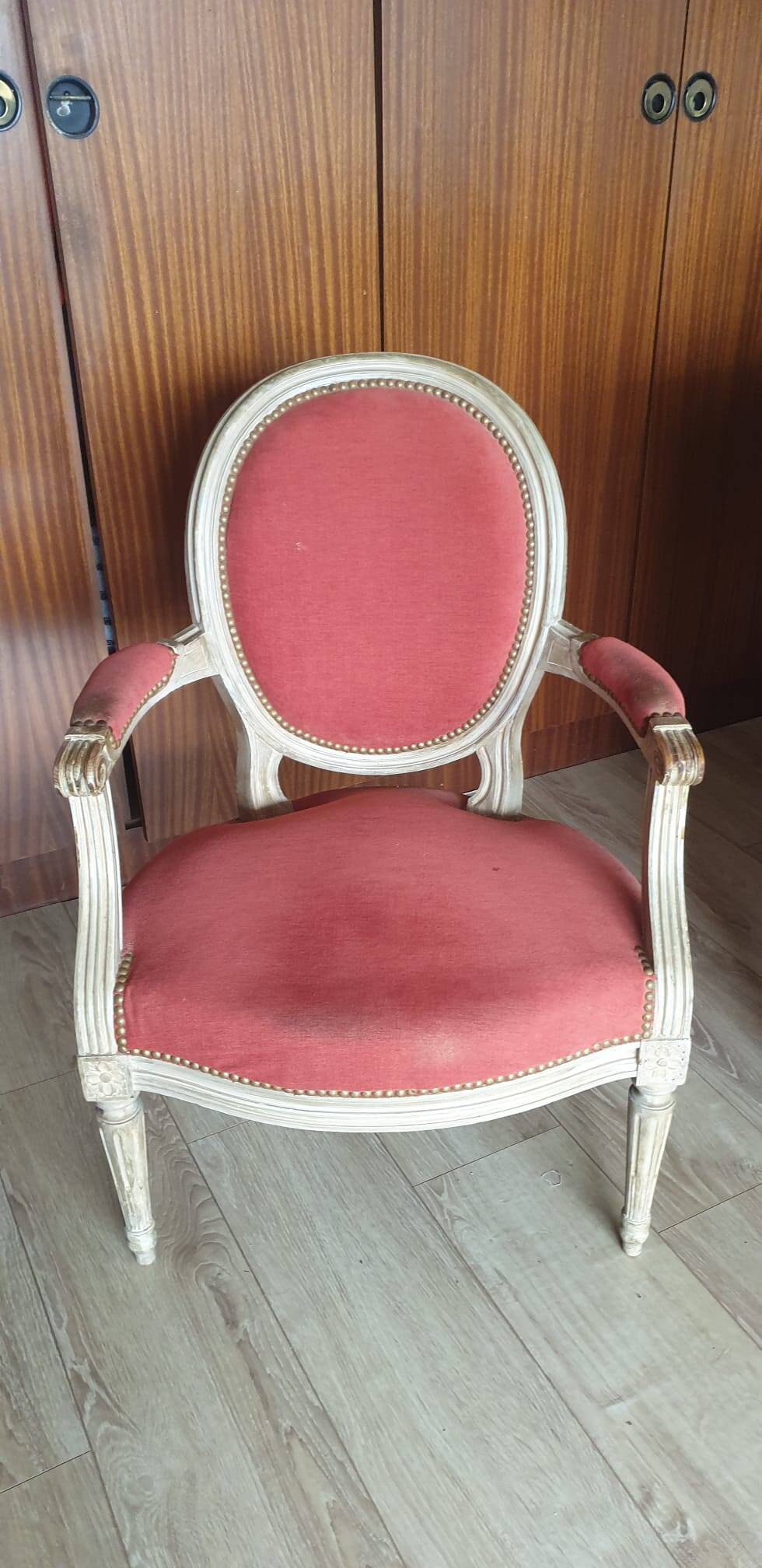 Ensemble banquette de style Louis XVI et fauteuil assorti