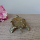 Petit cendrier tortue en laiton sculpté vintage