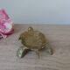 Petit cendrier tortue en laiton sculpté vintage