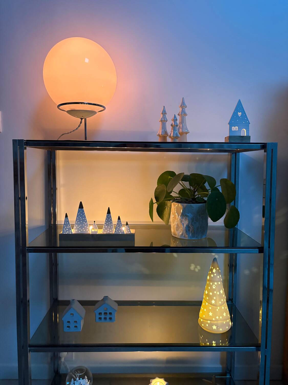 Chrome and smoked glass shelf