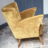 Armchair gold vintage 50-60s velvet