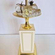 Vintage Regency Brass Crystal Fruit Table Lamp from Le Dauphin, 1970s
