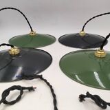 4 enameled sheet metal pendants