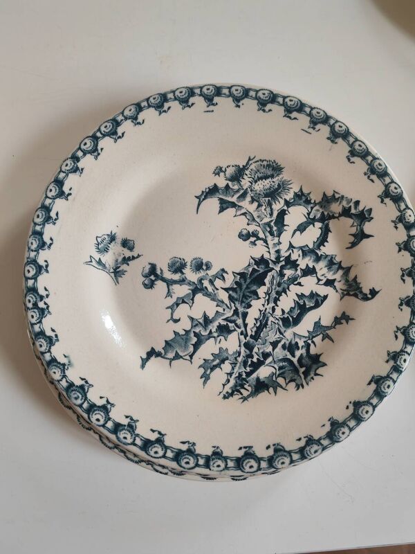 6 assiettes Gien XIXeme