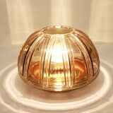 Pair of wall lights or ceiling lights in brass and amber glass by Limburg, Germany, 1960s.