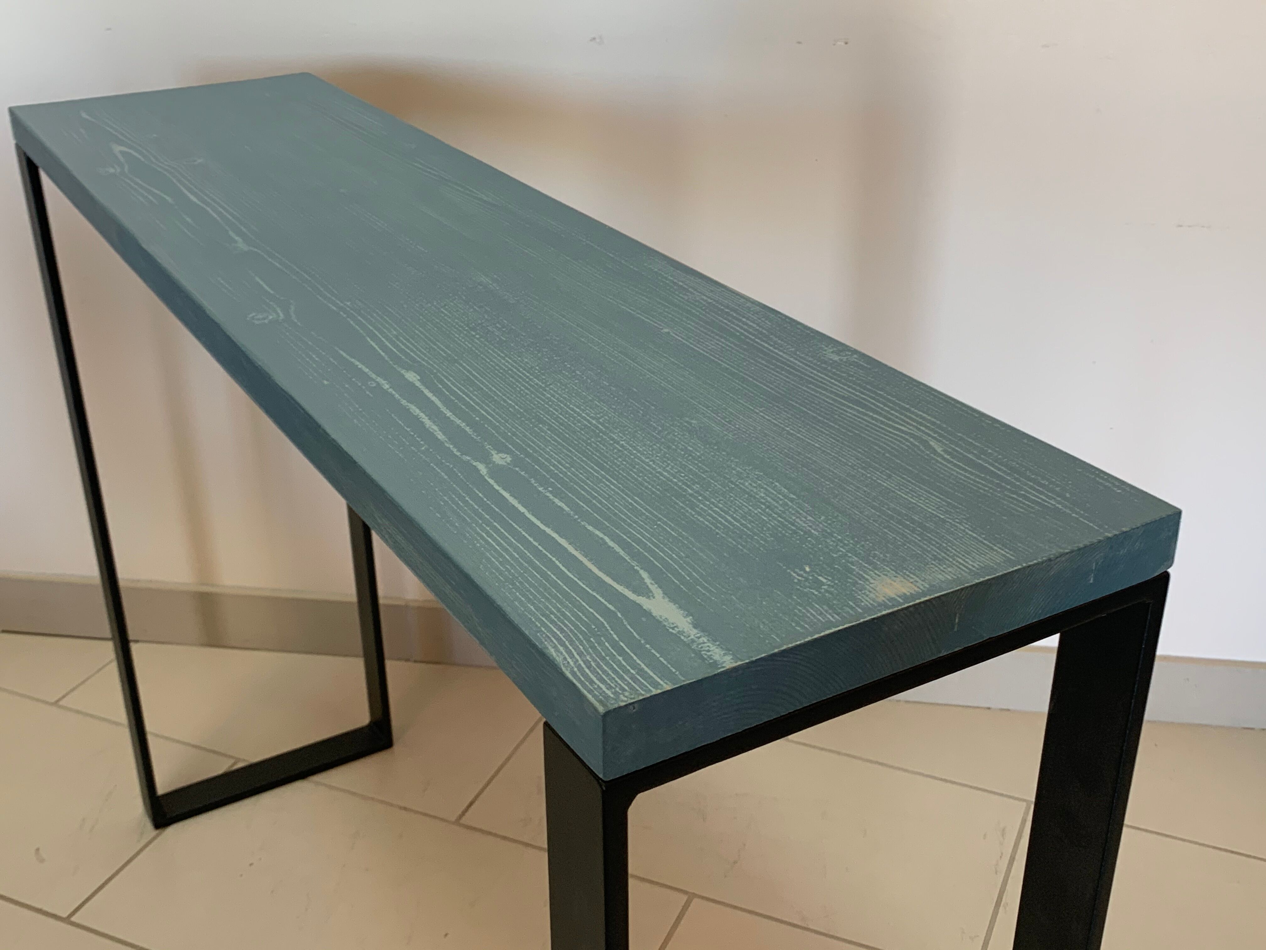 Console tray wood base footing steel