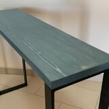 Console tray wood base footing steel
