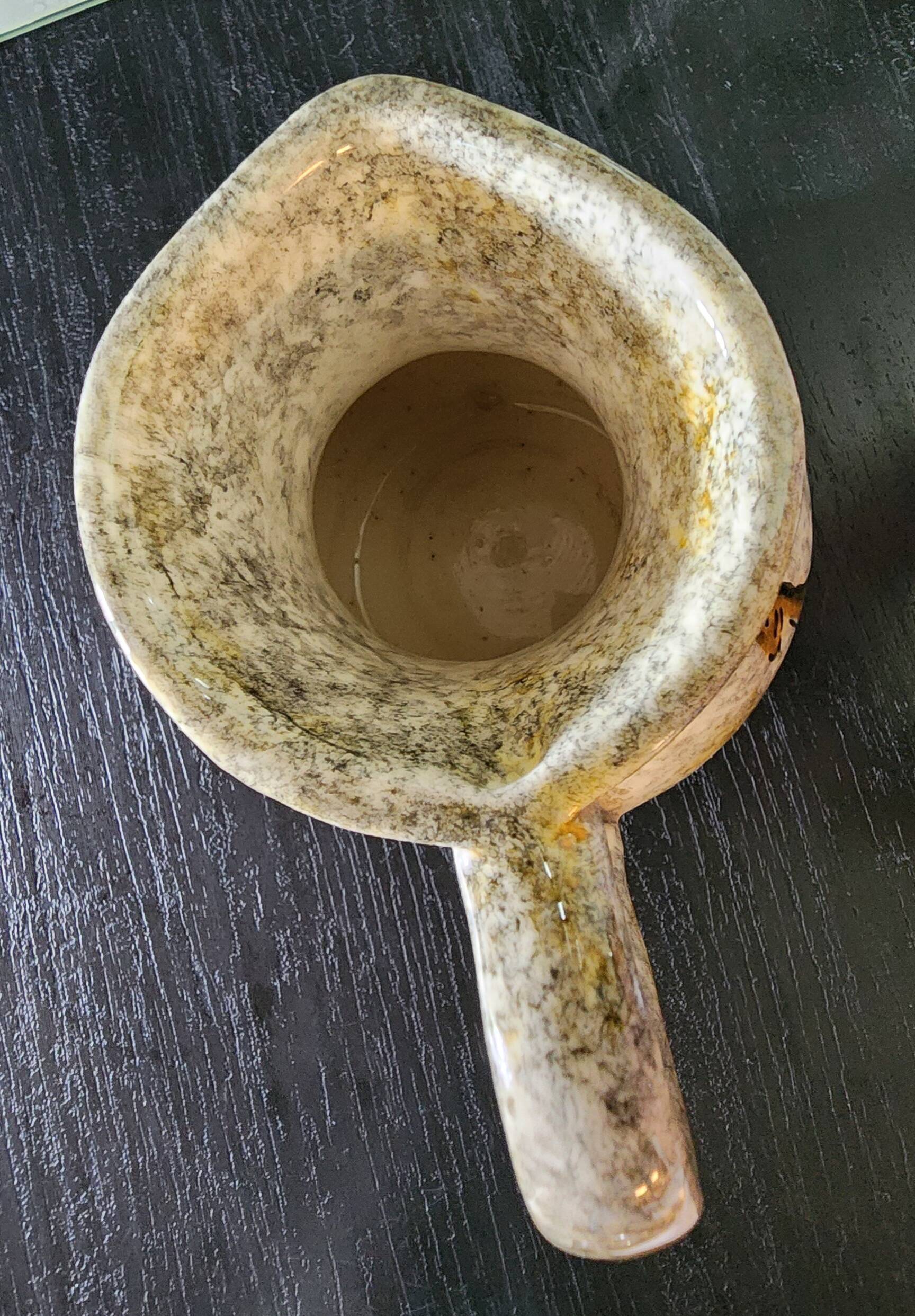 set of jug and ceramic cup handmade decorated with gazelle and deer
