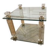 Bout de canapé en verre avec décorations dorées