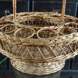 Vintage wicker bottle and glass holder