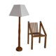 Modernist blond oak floor lamp
