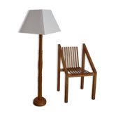 Modernist blond oak floor lamp