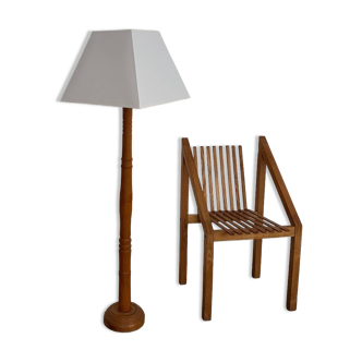 Modernist blond oak floor lamp