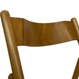 Vintage wooden folding chair with rattan seat 80s minimalist design