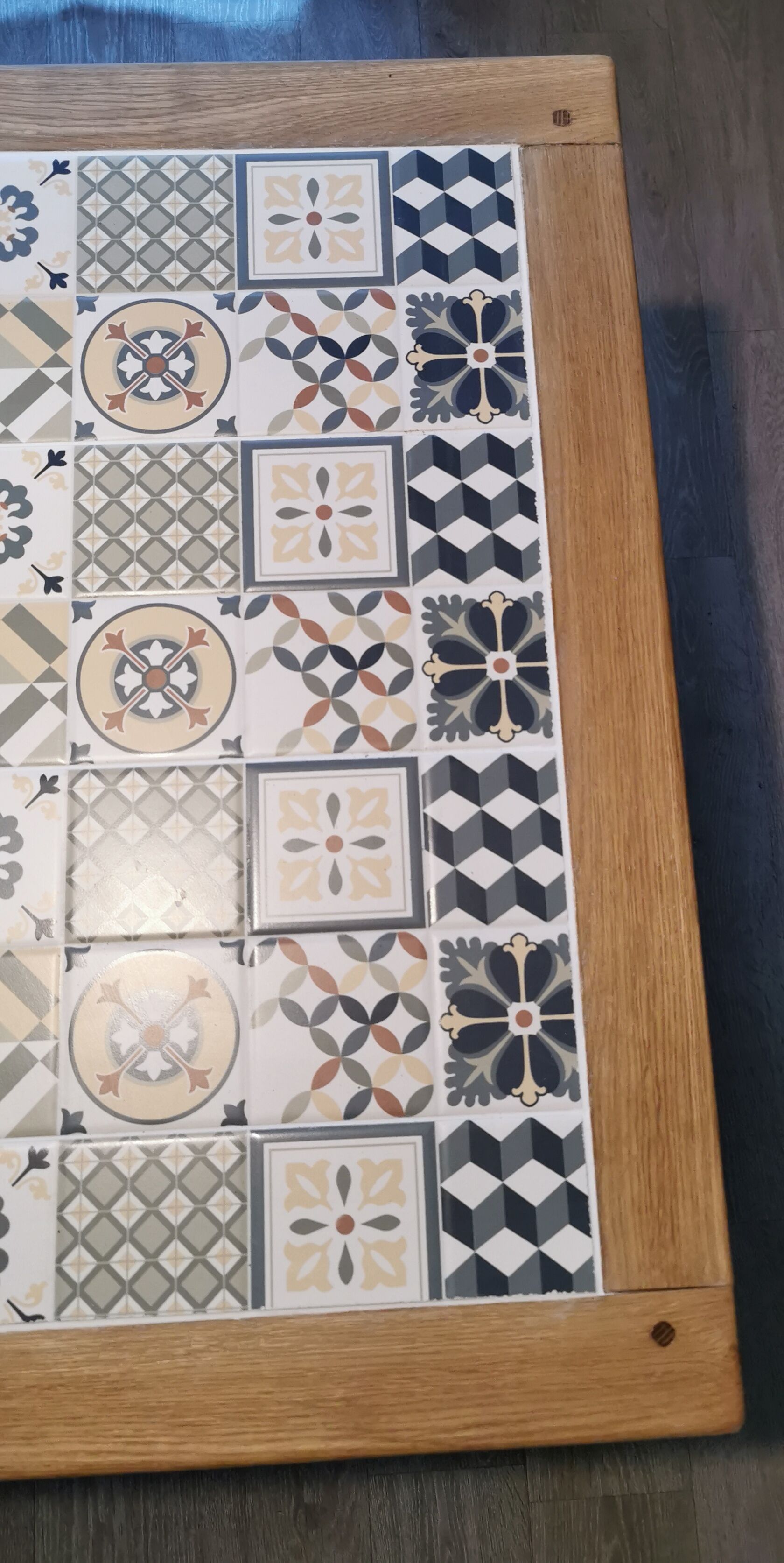 Farmhouse table cement tiles