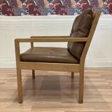 Scandinavian design leather armchair "Bernt Petersen" 1960.
