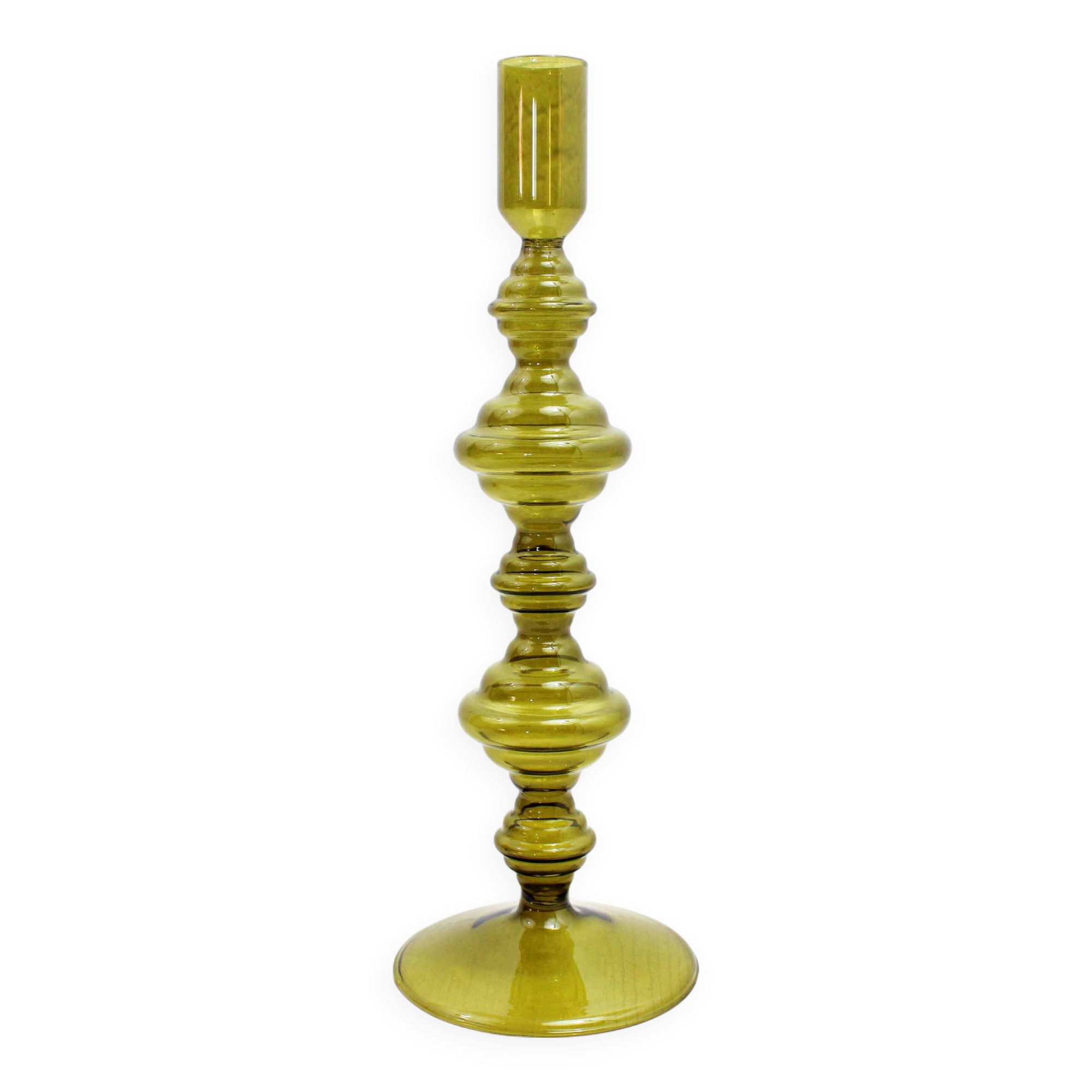 80s Amber Glass Candle Holder