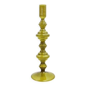80s Amber Glass Candle Holder