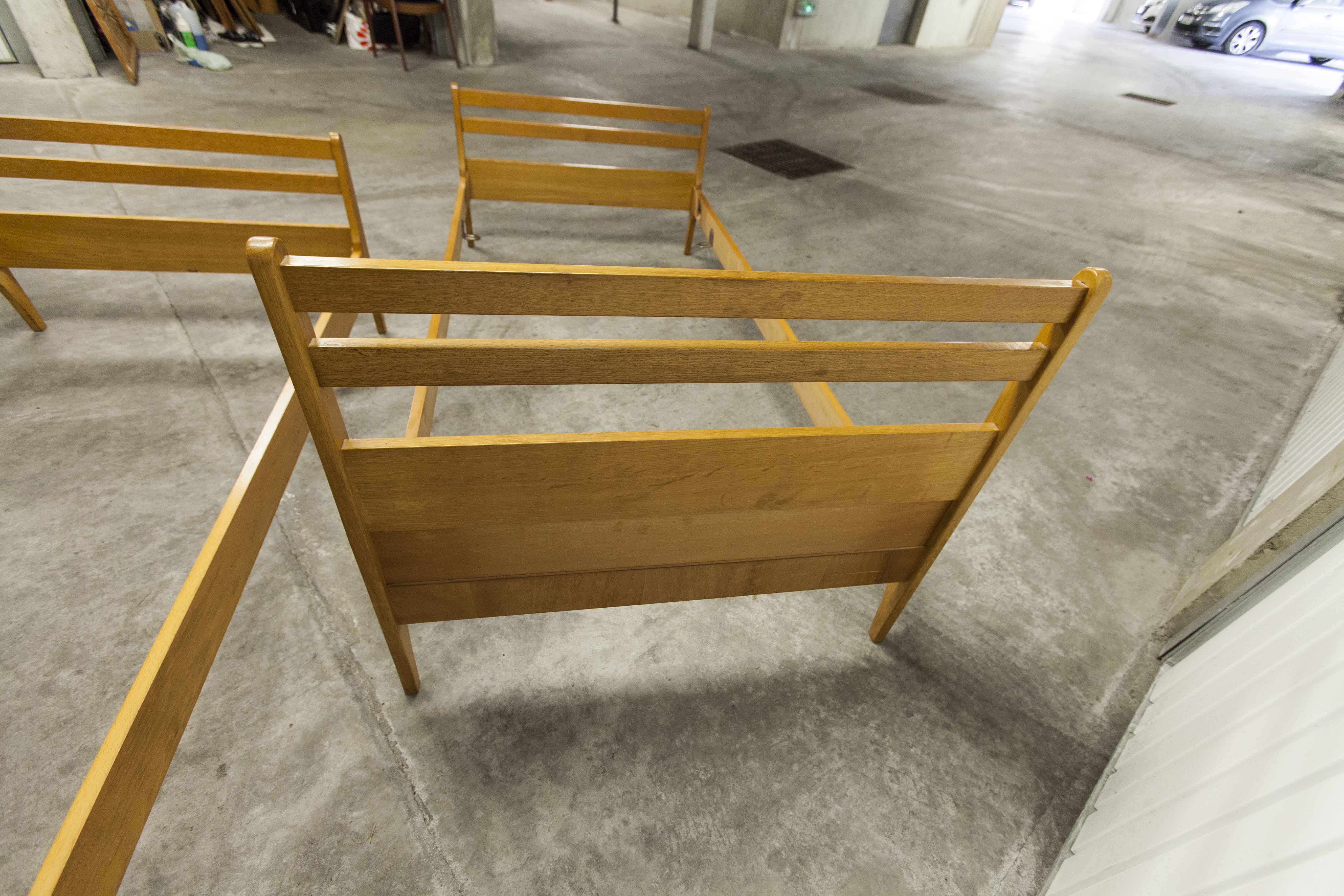 Pair of 1960 Scandinavian twin beds in solid beech