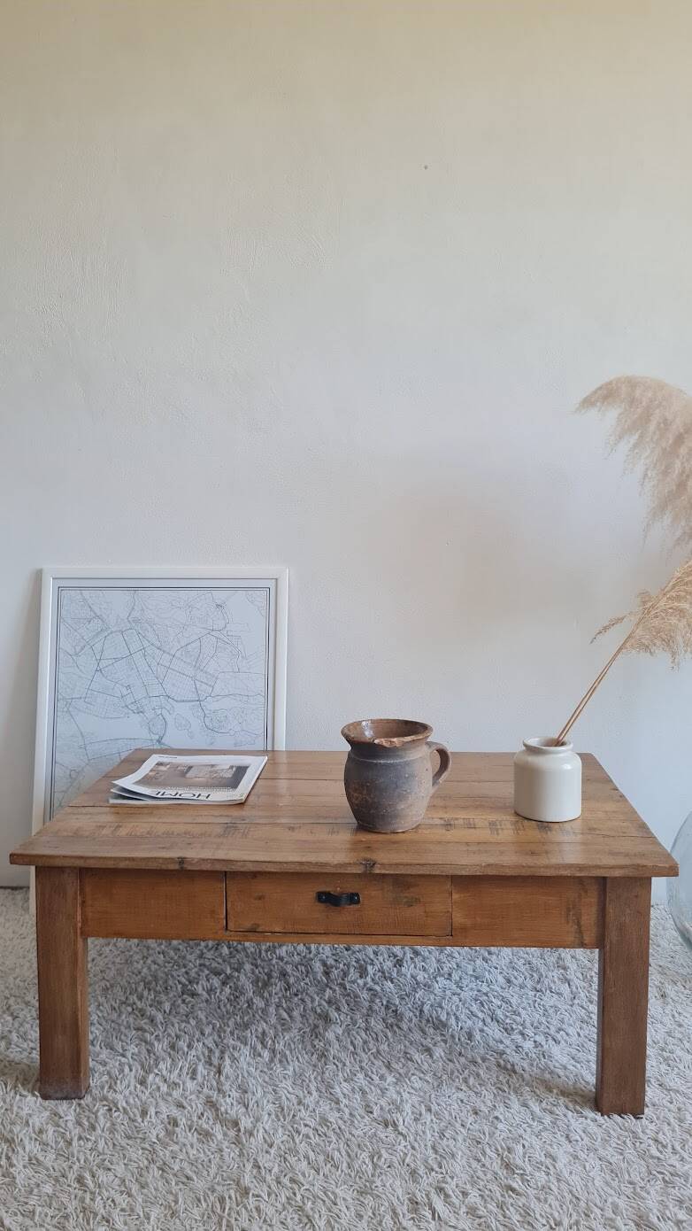 Vintage rectangular wooden coffee table