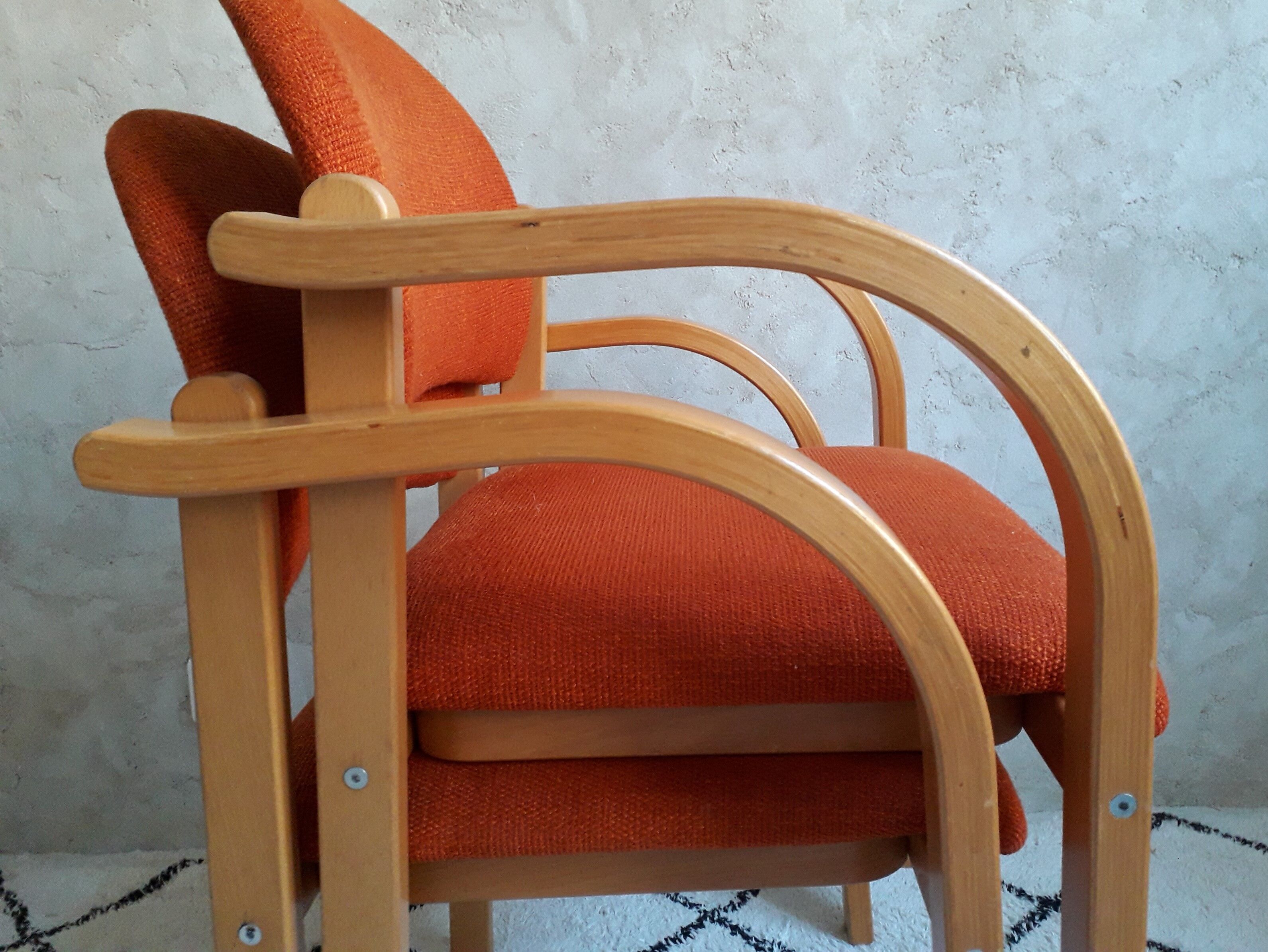 Pair of wooden Ikea armchairs