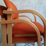 Pair of wooden Ikea armchairs