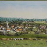 Eliane lienard (xxth century) pastel "landscape of rantechaux in the doubs" signed lower right