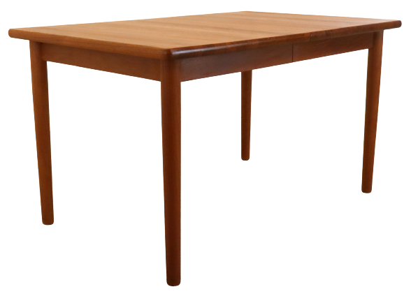 Vintage mid century modern KS Denmark rectangular teak extendable dining table 'Marbjerg'