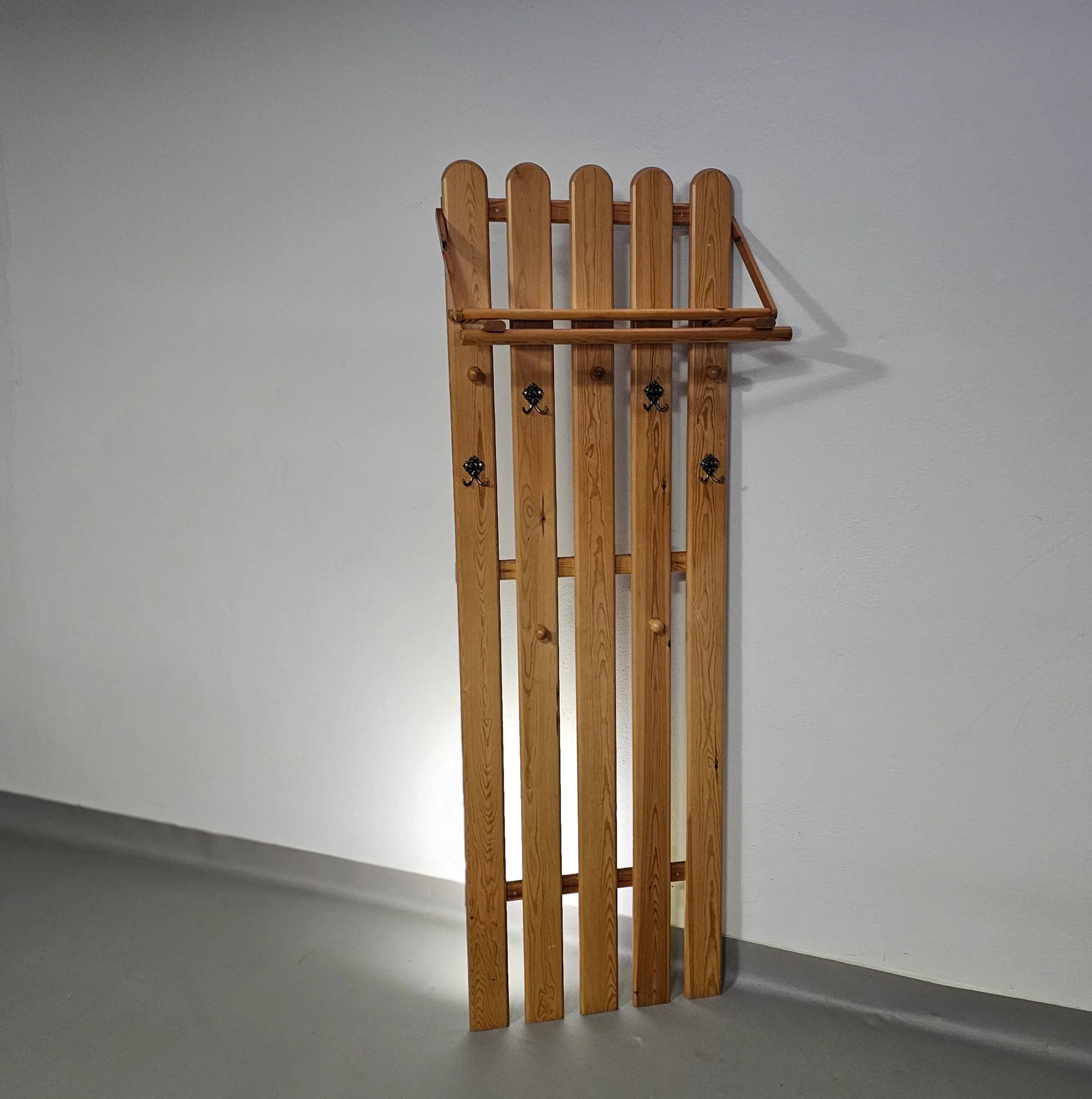 Pine wood coat rack / coatrack width 60 height 190 depth 30 cm
